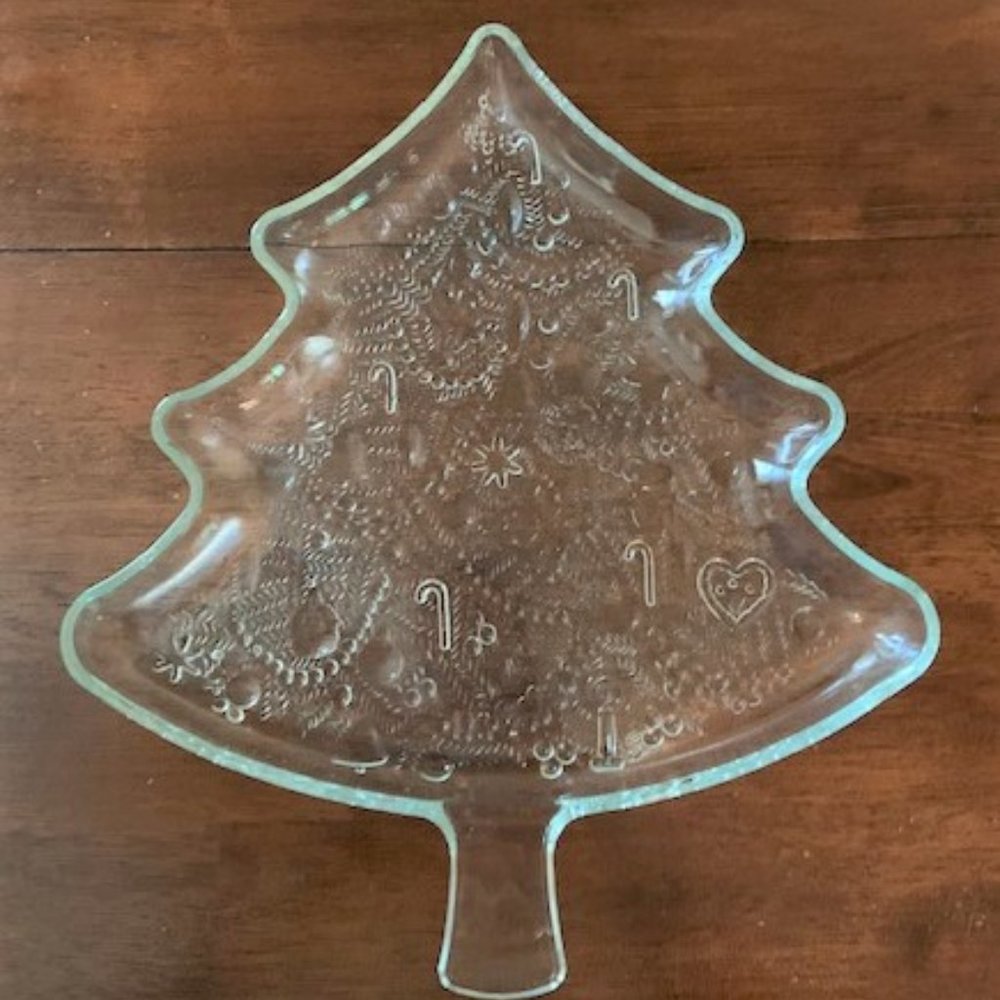Christmas Tree Glass Cookie Plate